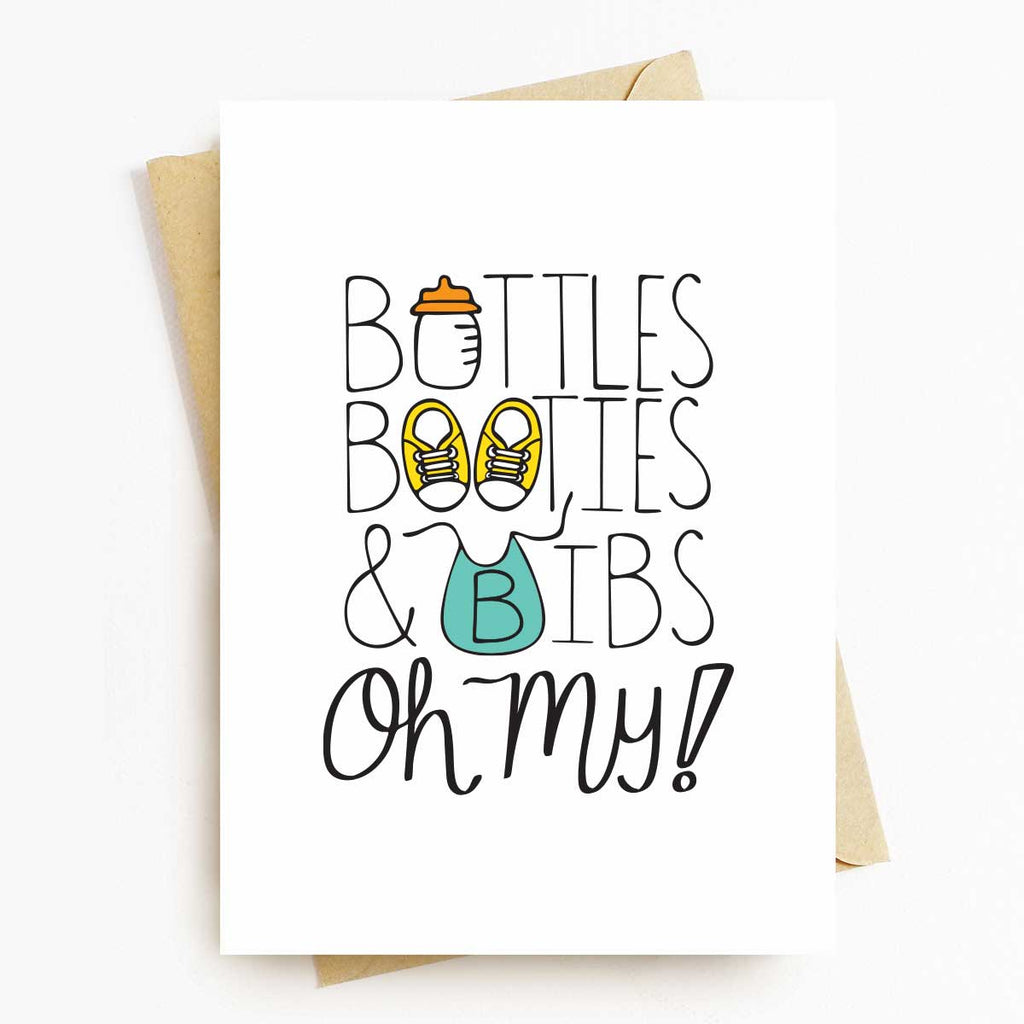 Bottles and Booties Baby Shower Greeting Card